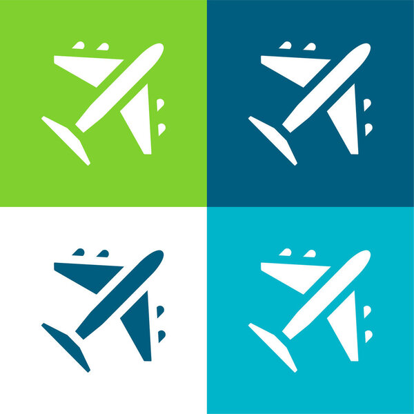 Airplane Flat four color minimal icon set