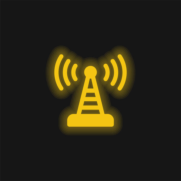 Antenna yellow glowing neon icon