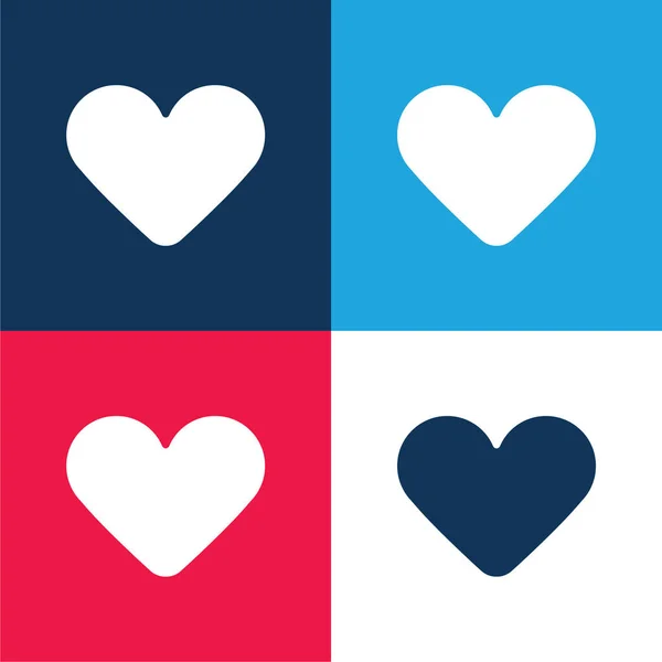 Siyah Kalp mavi ve kırmızı dört renk minimal simge kümesi