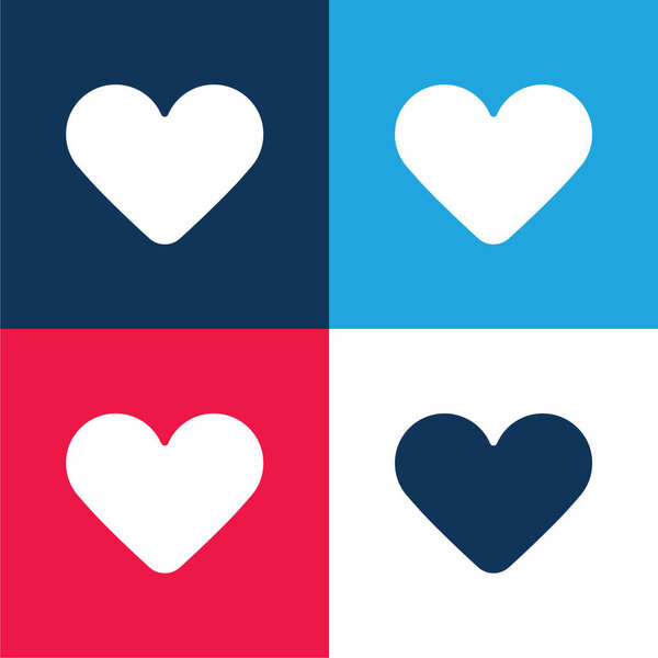 Black Heart blue and red four color minimal icon set