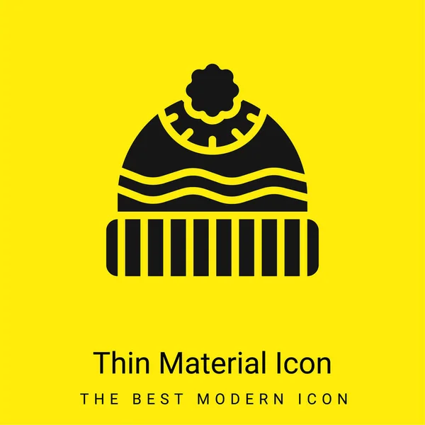 Beanie Minimální Jasně Žlutý Materiál Ikona — Stockový vektor