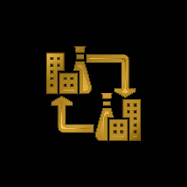 B2b gold plated metalic icon or logo vector