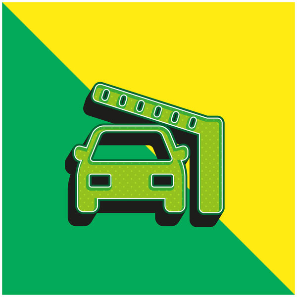 Barrier And Car Green and yellow modern 3d vector icon logo