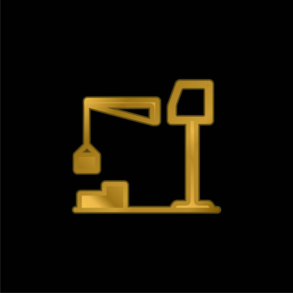 Big Derrick With Boxes gold plated metalic icon or logo vector