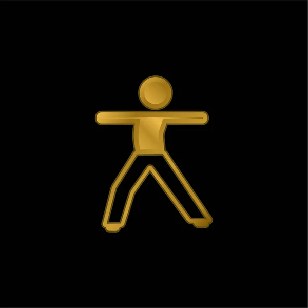 Boy Stretching Body Berlapis Emas Ikon Logam Atau Vektor Logo - Stok Vektor