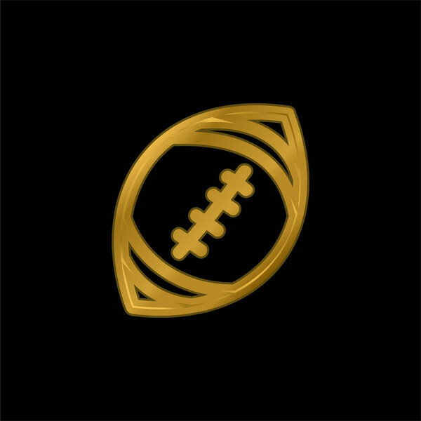 American Football Ball Hand Drawn Outline gold plated metalic icon or logo vector