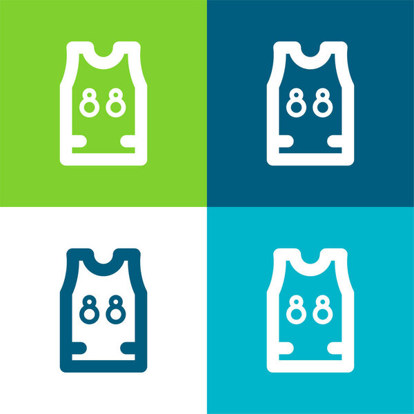 Basketball Jersey Flat four color minimal icon set