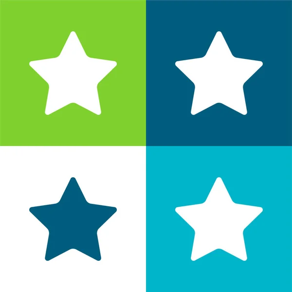 Black Star Silhouette Set Iconos Mínimos Cuatro Colores — Vector de stock
