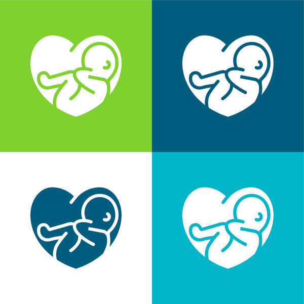 Baby Flat four color minimal icon set