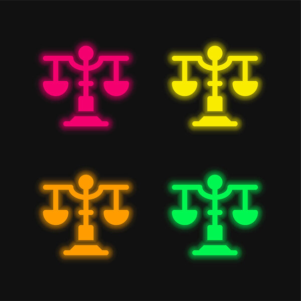 Balance four color glowing neon vector icon