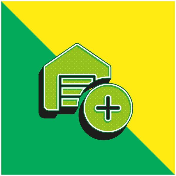 Добавить зеленый и желтый современный трехмерный векторный логотип