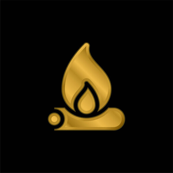 Bonfire gold plated metalic icon or logo vector