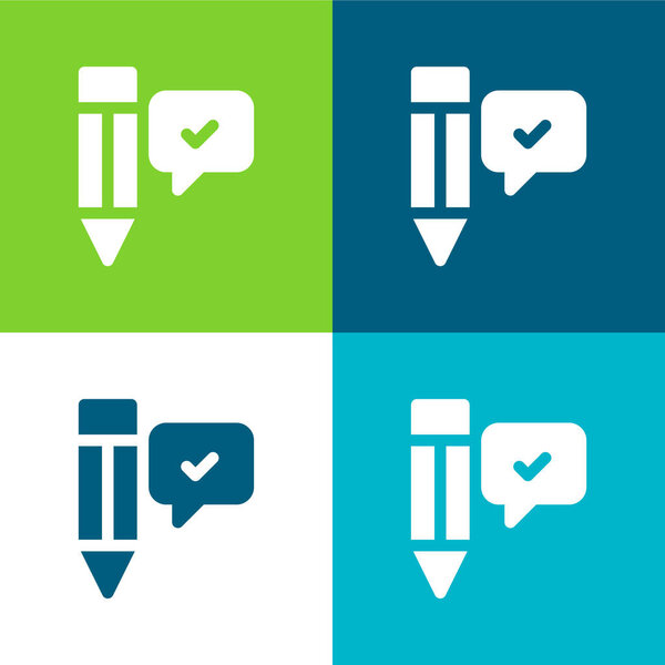 Согласие плоский четырехцветный минимальный набор значков