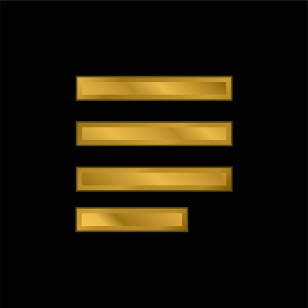 Align gold plated metalic icon or logo vector