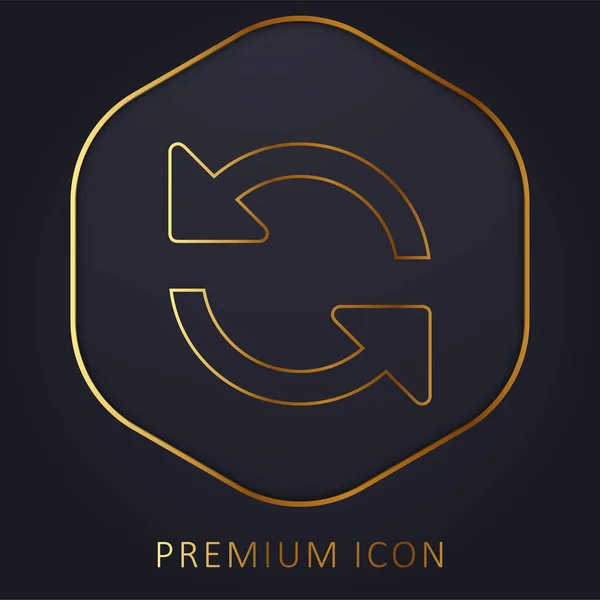 Arrows Couple Counterclockwise Rotating Symbol Golden Line Premium Logo Icon — Stock Vector