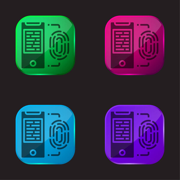 Biometric four color glass button icon