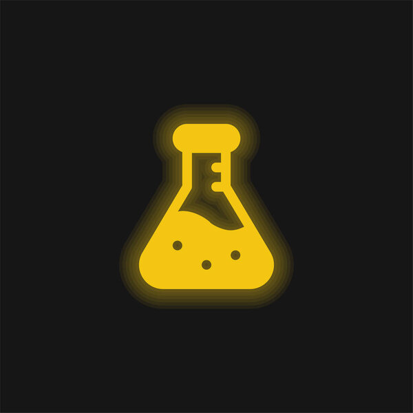 Beaker yellow glowing neon icon