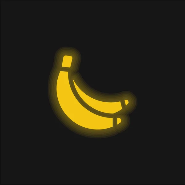 Banana Amarillo Brillante Icono Neón — Vector de stock