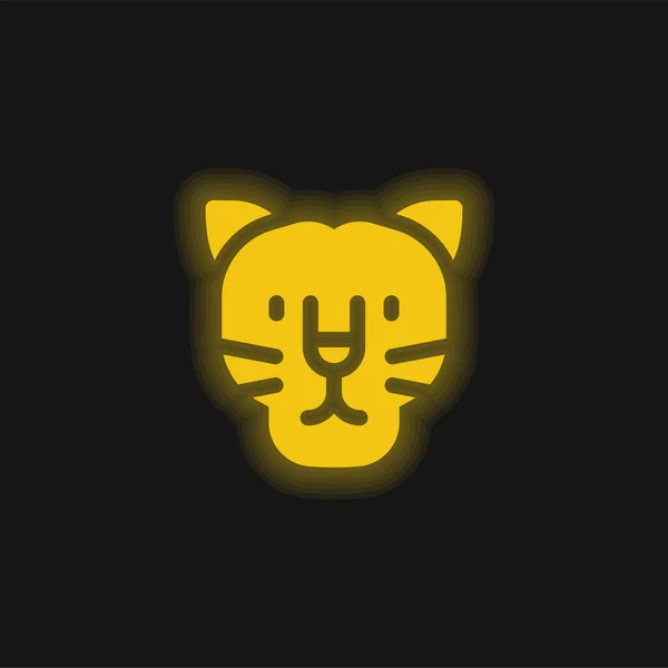 Black Panther Yellow Glowing Neon Icon Vector Graphics