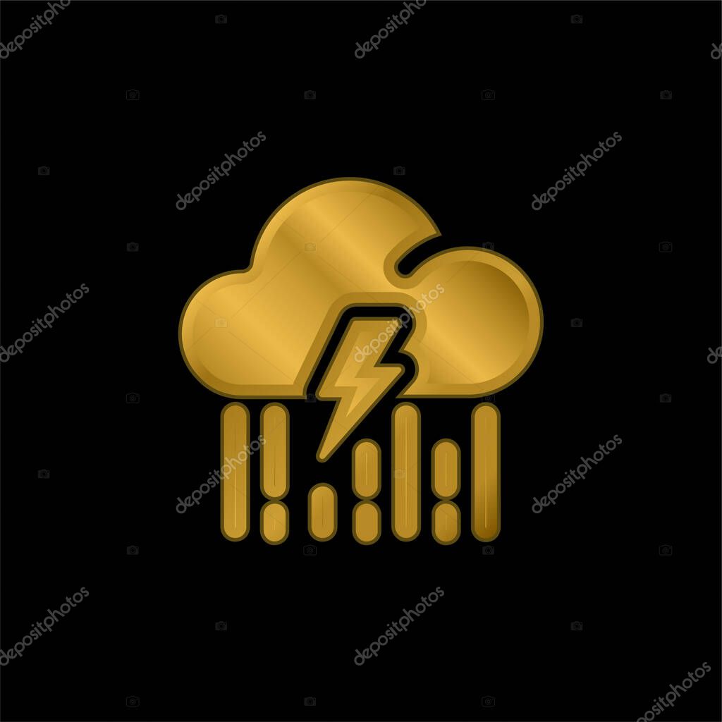 Bolt gold plated metalic icon or logo vector