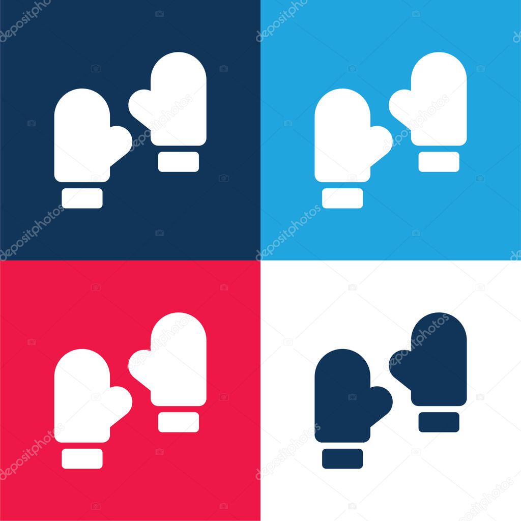 Boxing blue and red four color minimal icon set