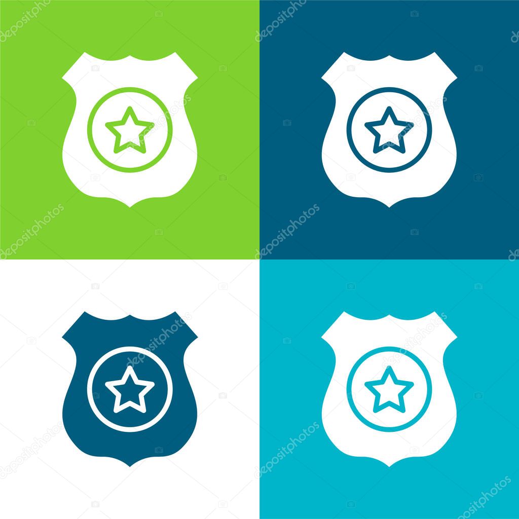 Badge Flat four color minimal icon set