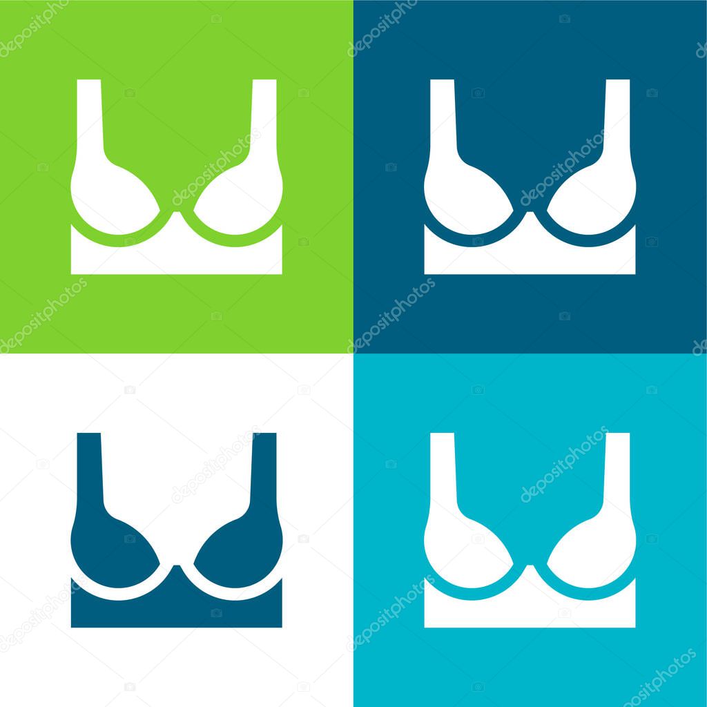 Bra Flat four color minimal icon set