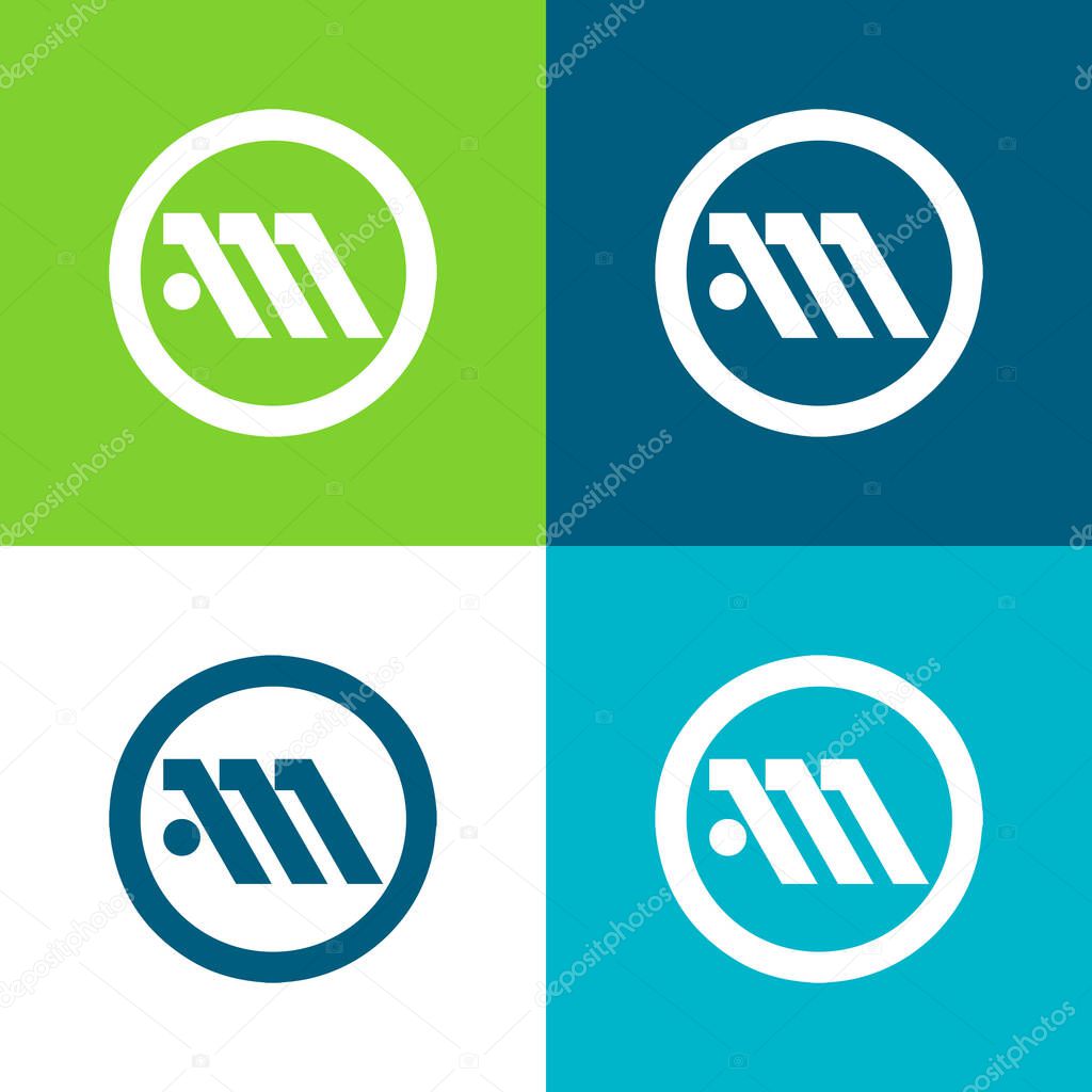 Athens Metro Logo Symbol Flat four color minimal icon set