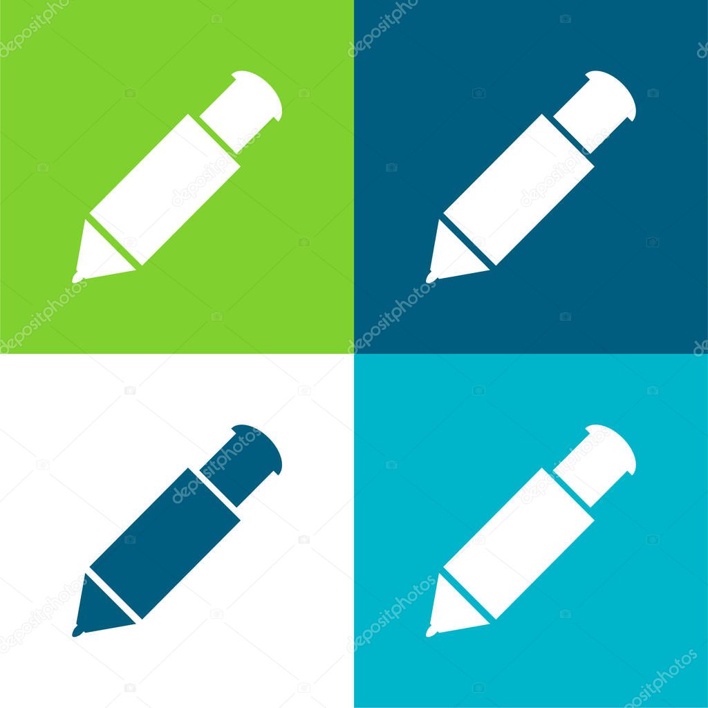 Big Mechanical Pen Flat four color minimal icon set