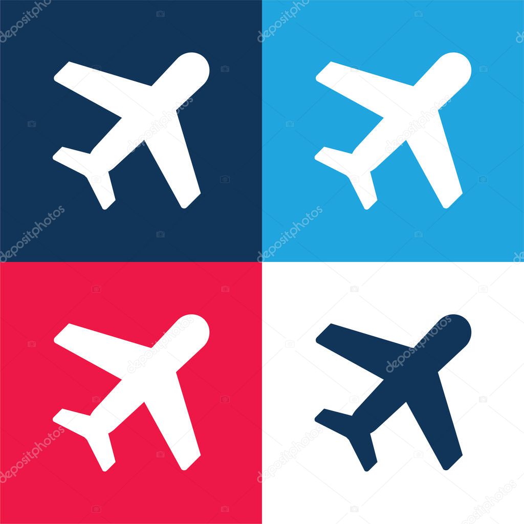 Aeroplane blue and red four color minimal icon set