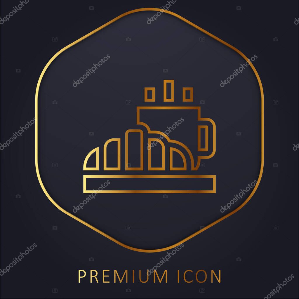 Breakfast golden line premium logo or icon
