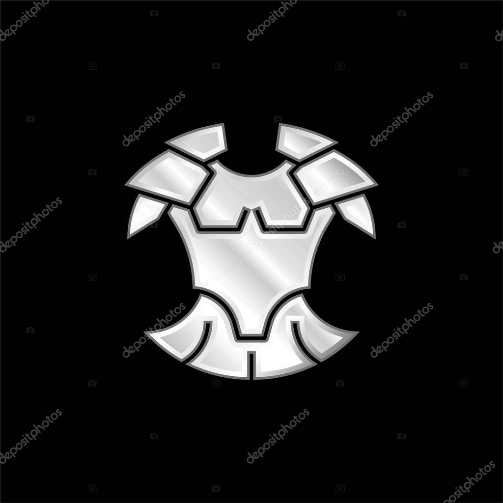 Armor silver plated metallic icon
