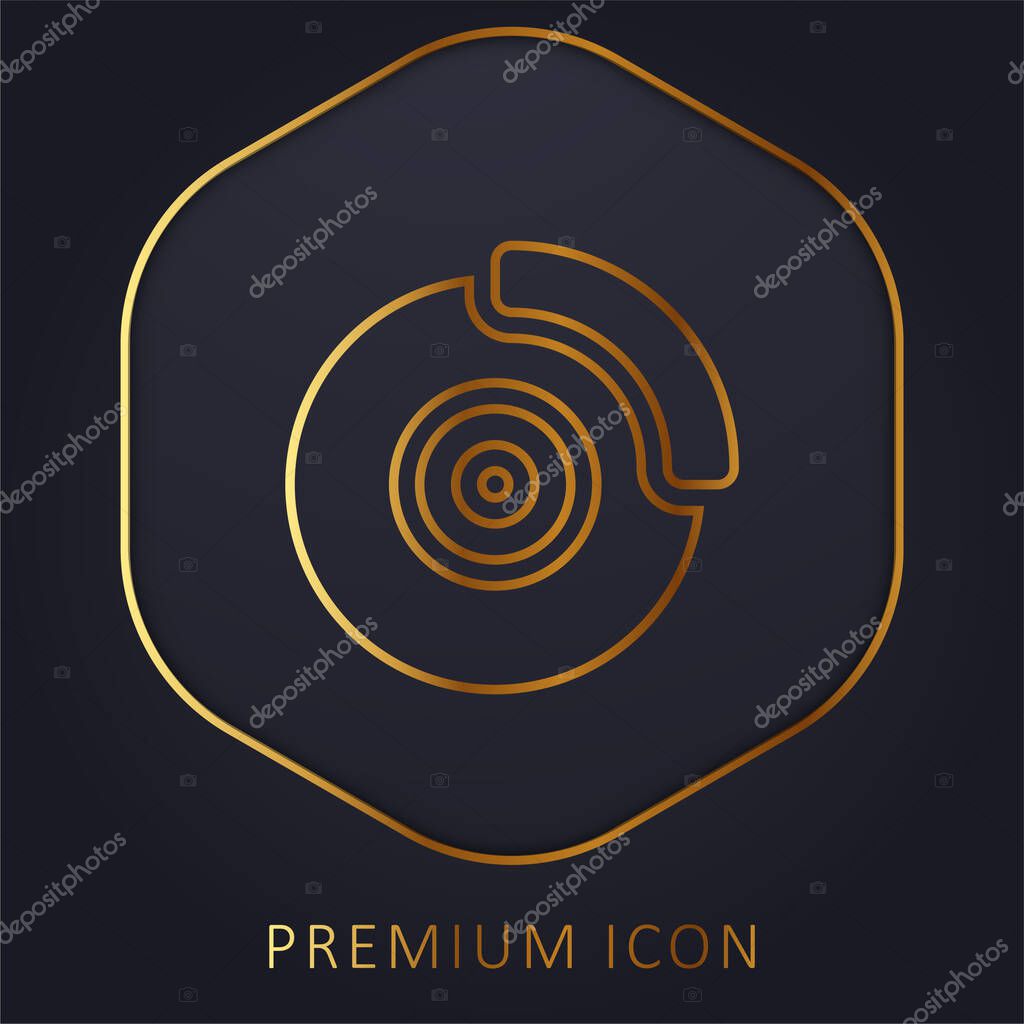 Brake Disc golden line premium logo or icon