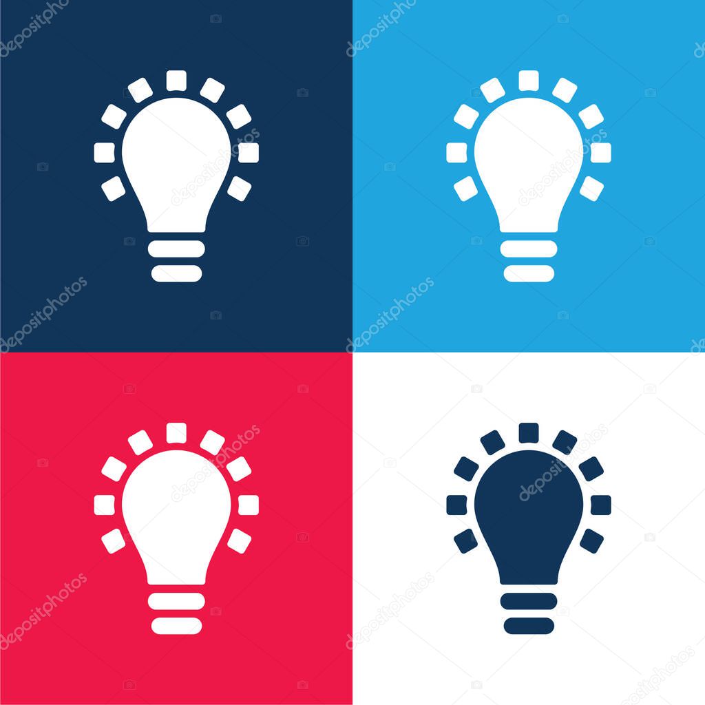 Black Lightbulb Creativity Symbol blue and red four color minimal icon set