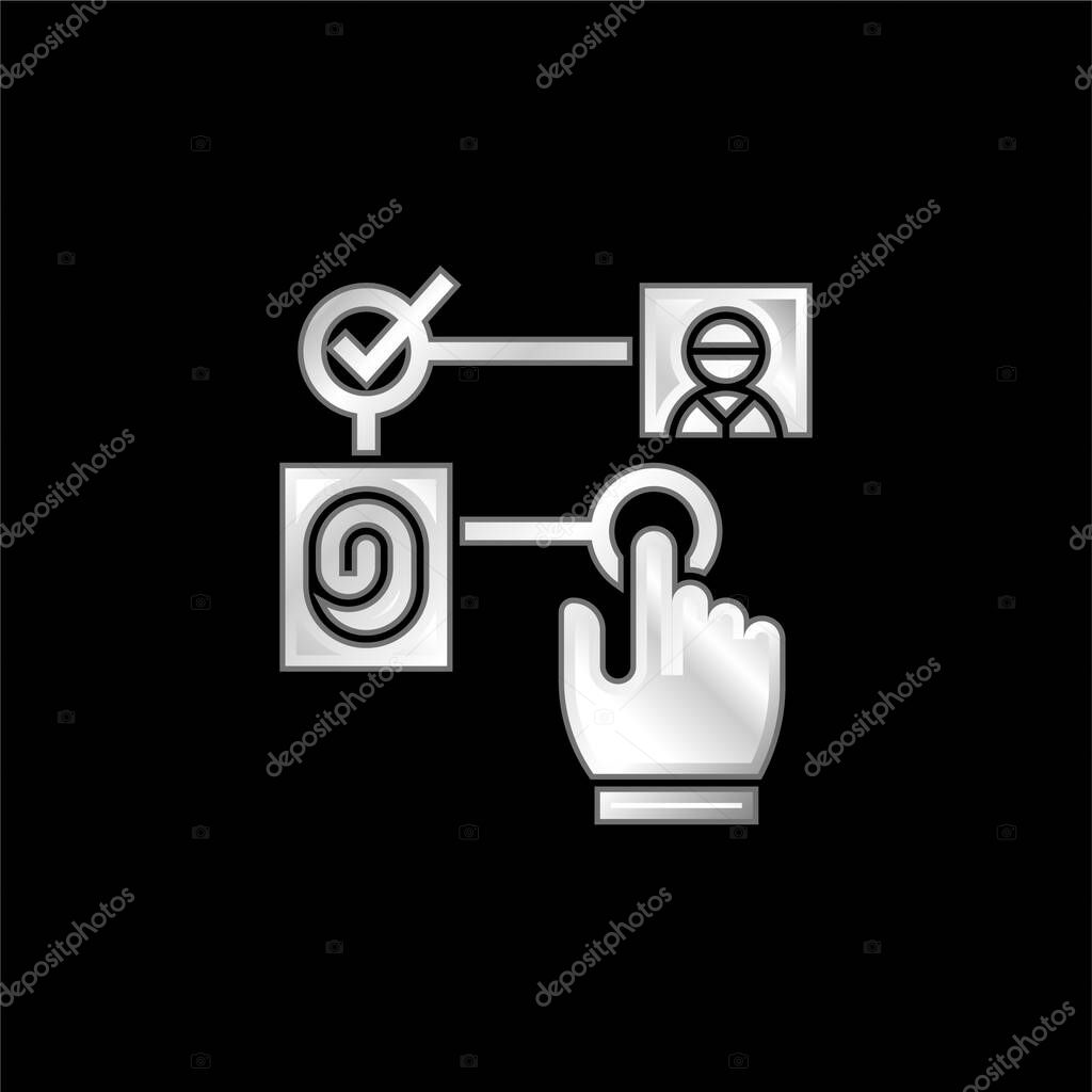 Algorithm silver plated metallic icon