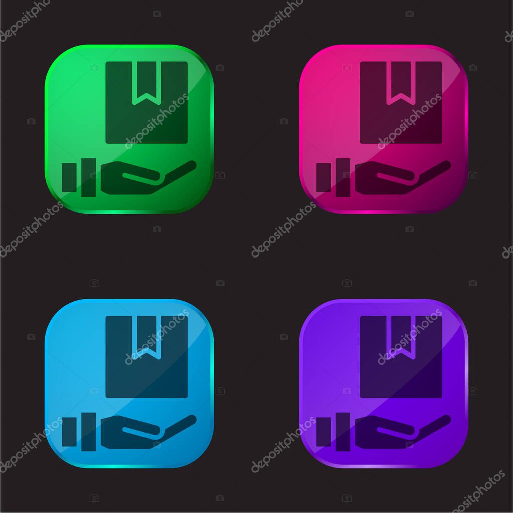 Box four color glass button icon