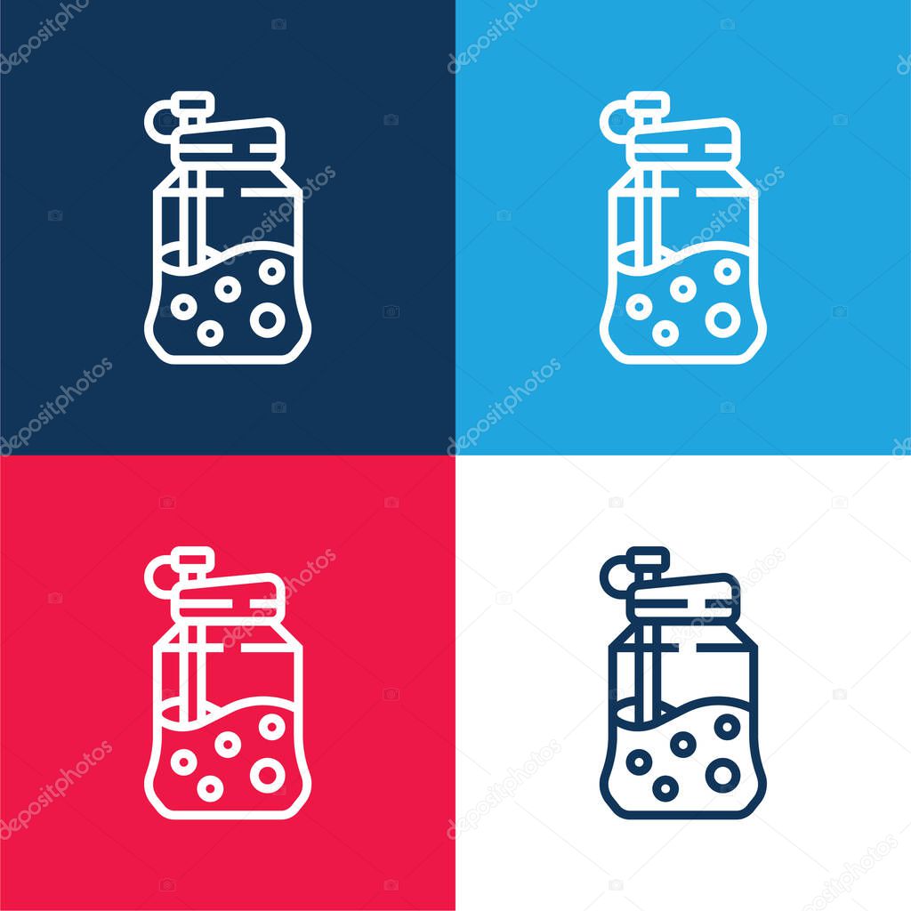 Bottles blue and red four color minimal icon set