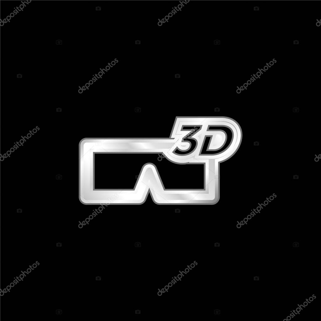 3D Glass Symbol silver plated metallic icon