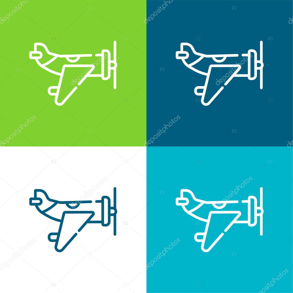 Aircraft Flat four color minimal icon set