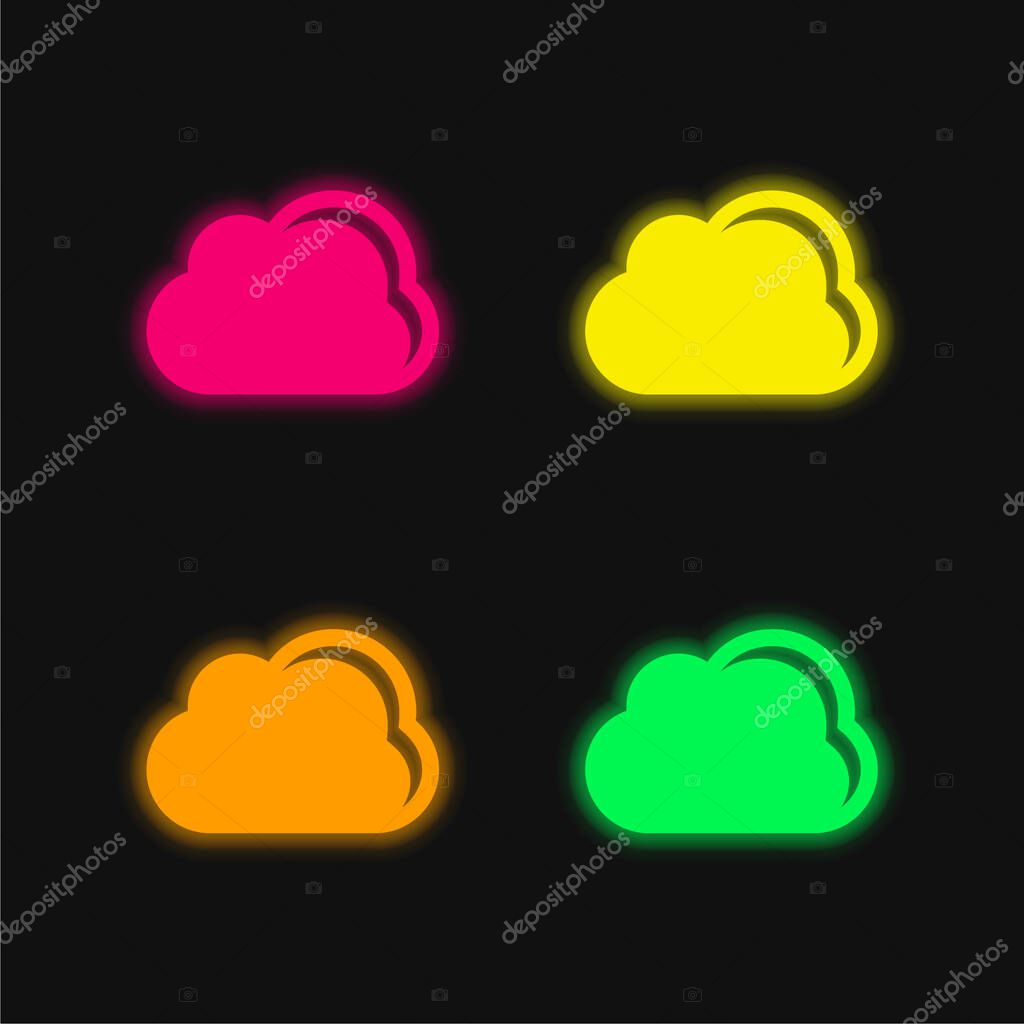 Black Cloud Weather Symbol four color glowing neon vector icon