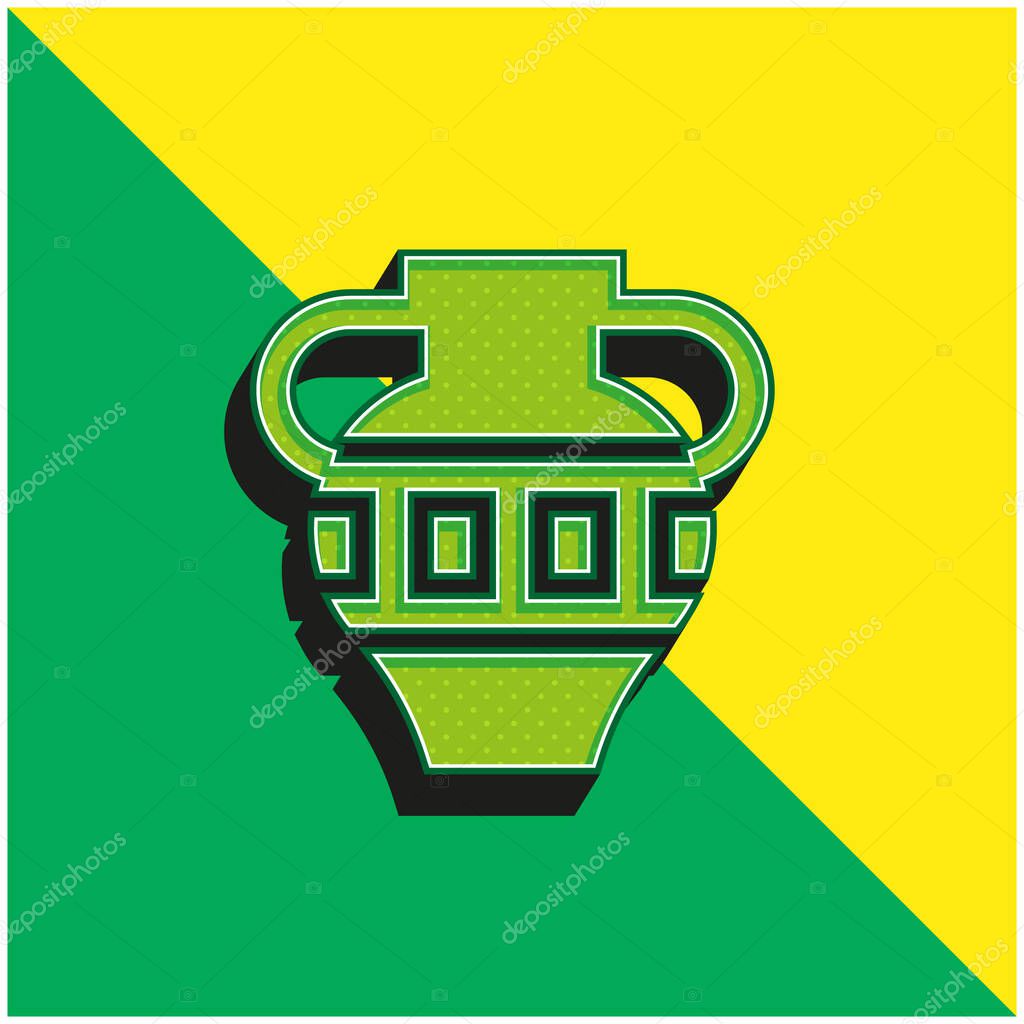 Amphora Green and yellow modern 3d vector icon logo