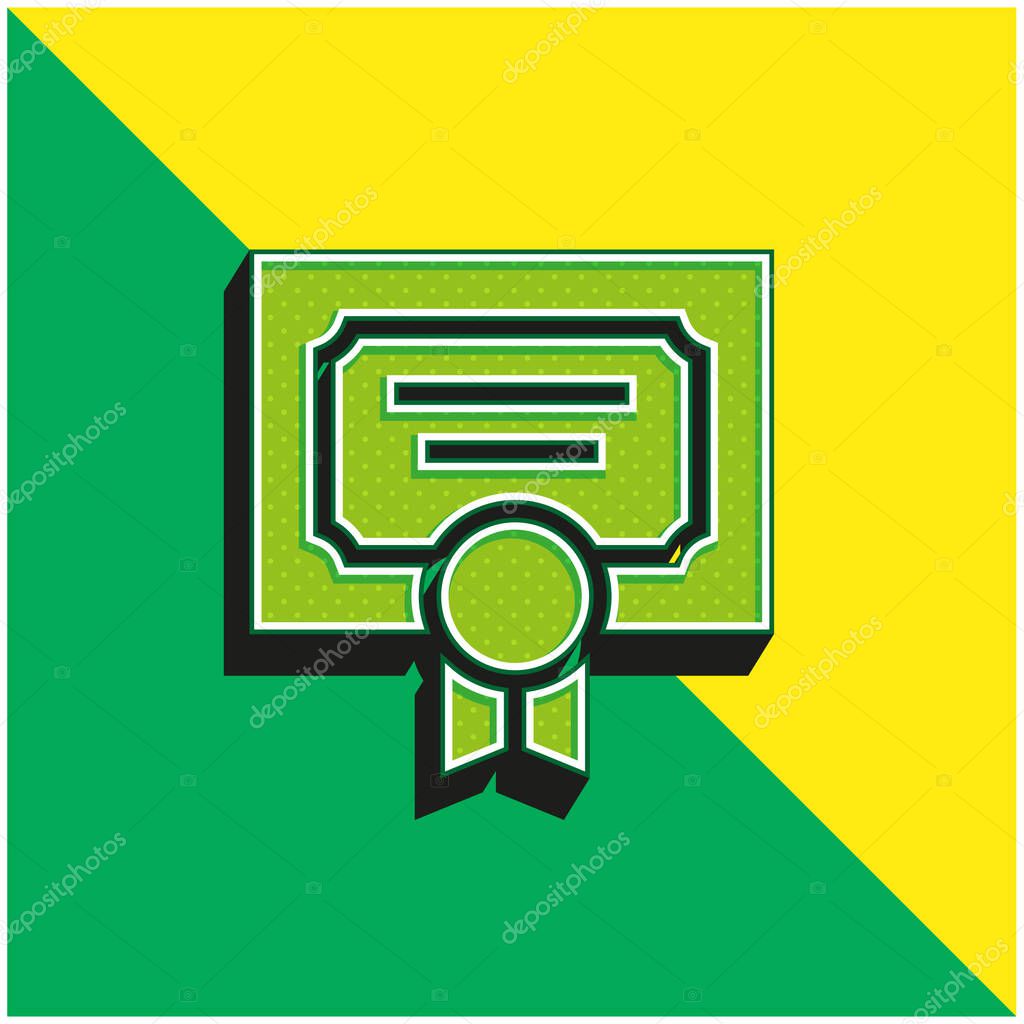 Award Green and yellow modern 3d vector icon logo