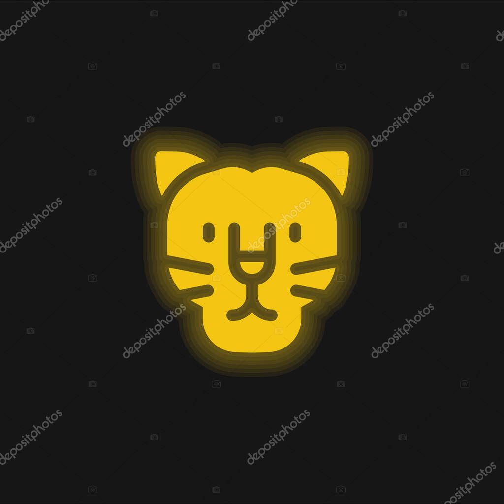 Black Panther yellow glowing neon icon