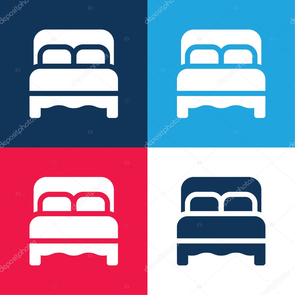Bed blue and red four color minimal icon set