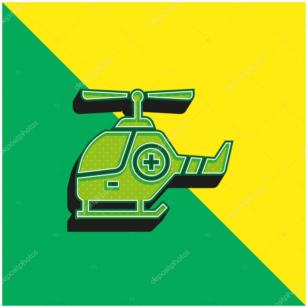 Air Ambulance Green and yellow modern 3d vector icon logo