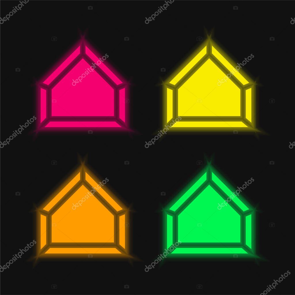 Base four color glowing neon vector icon