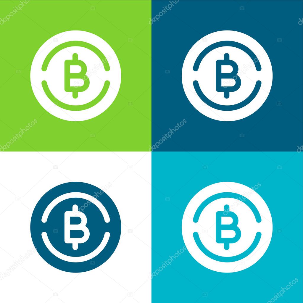 Bitcoins Flat four color minimal icon set
