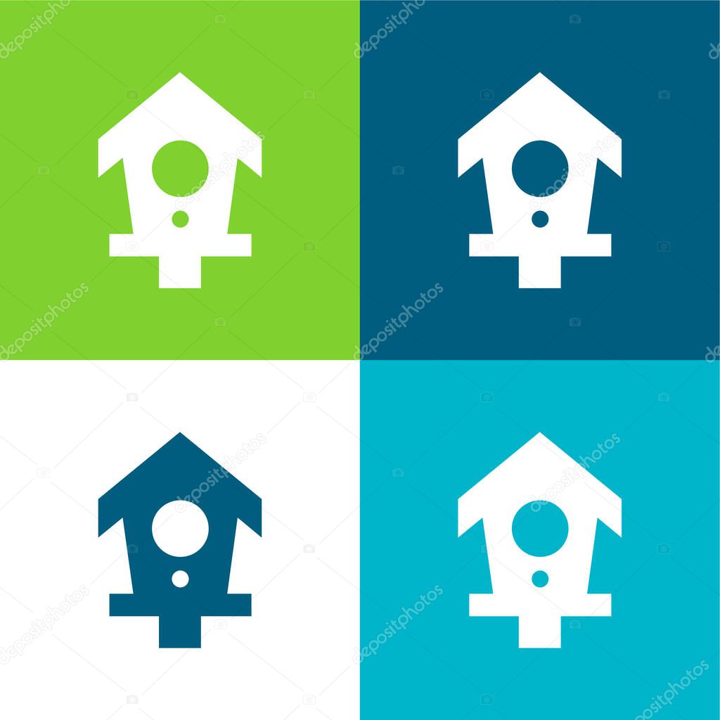 Bird House Flat four color minimal icon set