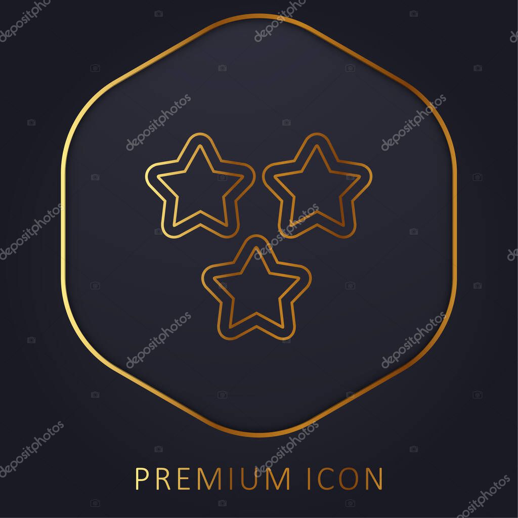 3 Stars Outlines golden line premium logo or icon
