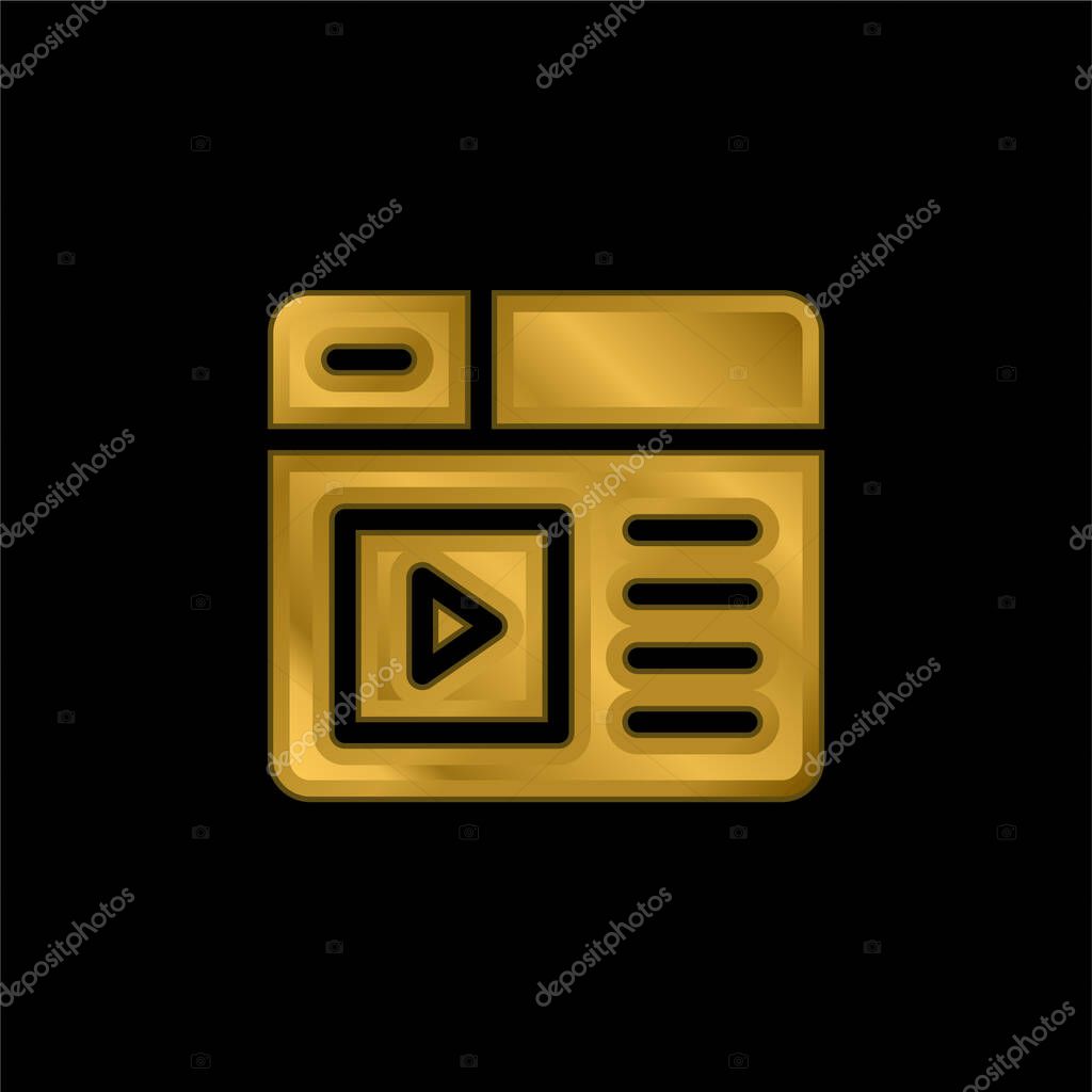 Blog gold plated metalic icon or logo vector